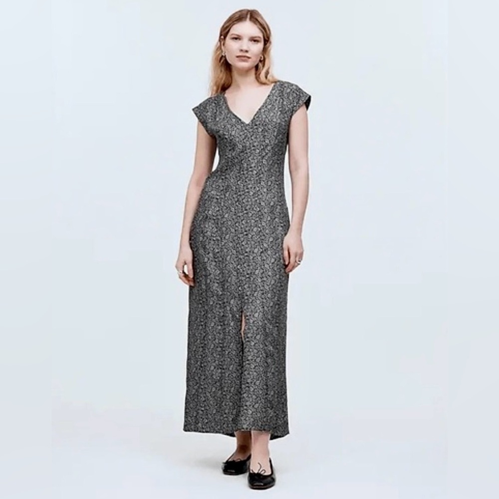 Madewell Black and White Floral, Cupro Maxi Dress